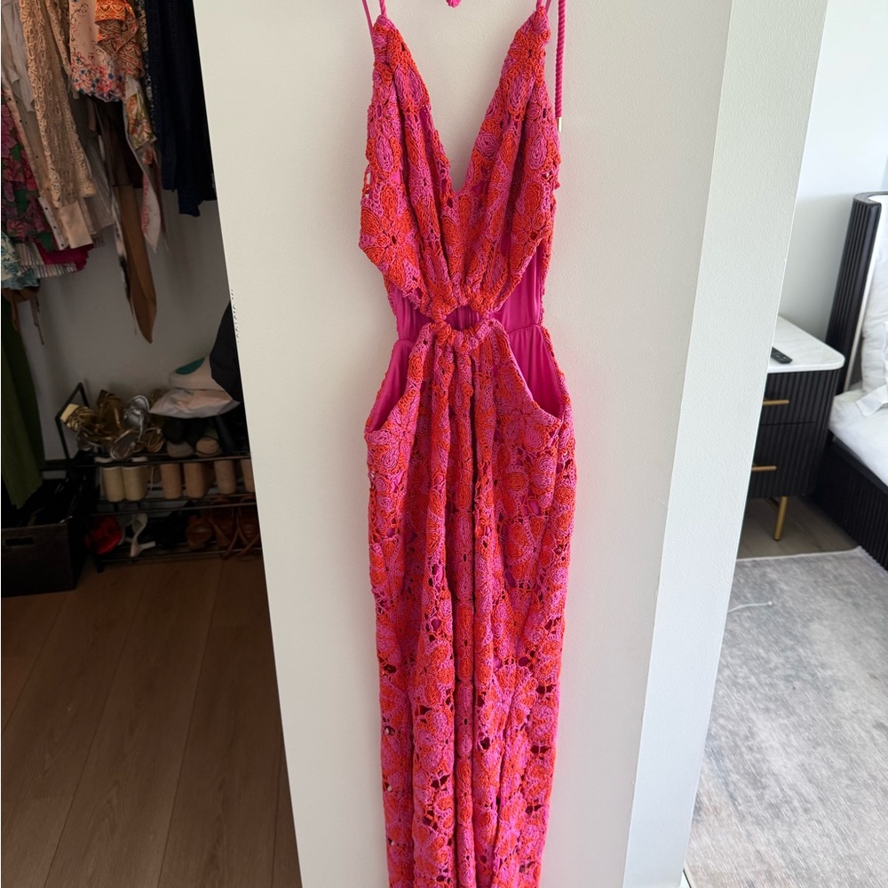 Ramy Brook Pink and Orange Lace Dress
